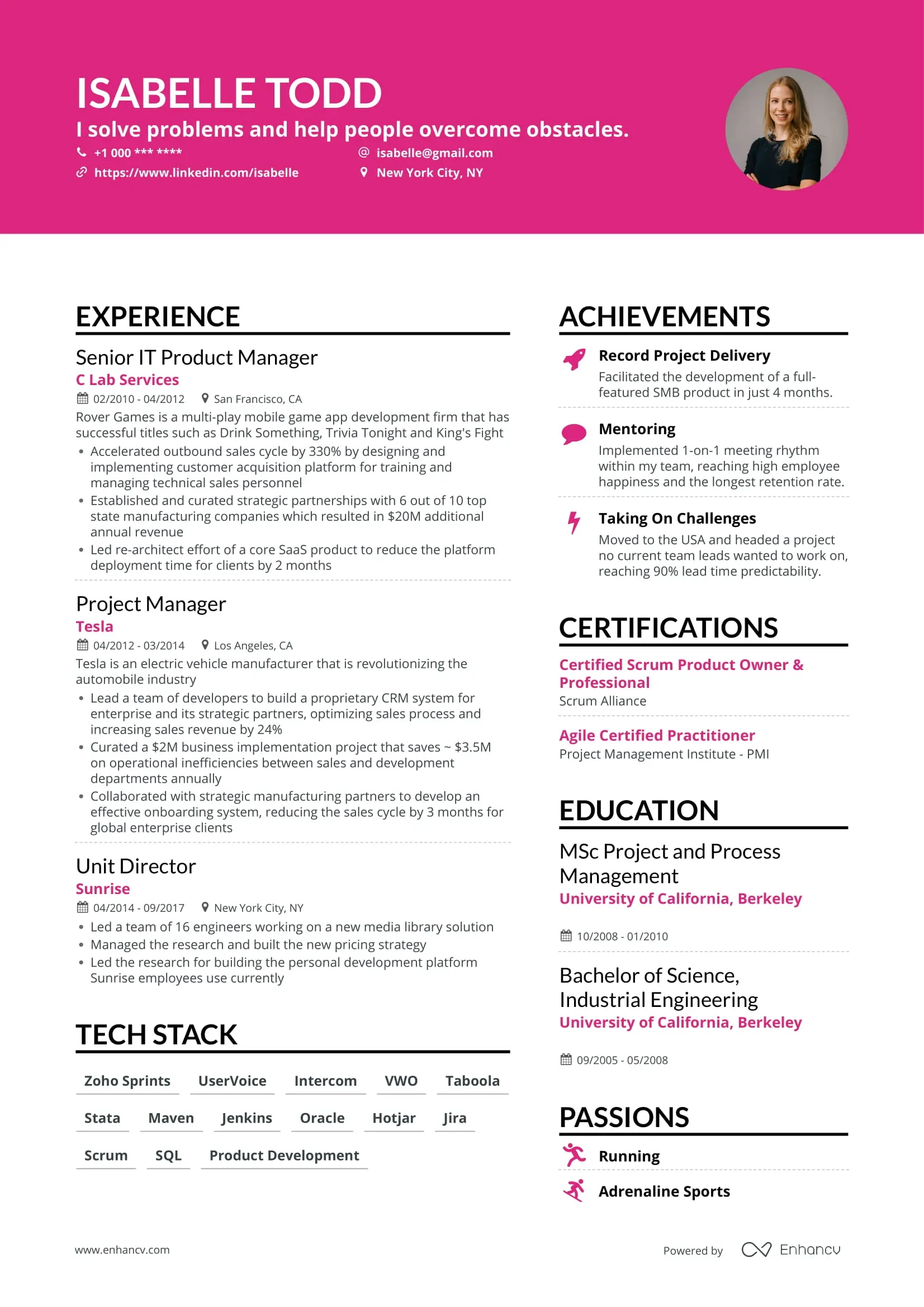 Single Column template